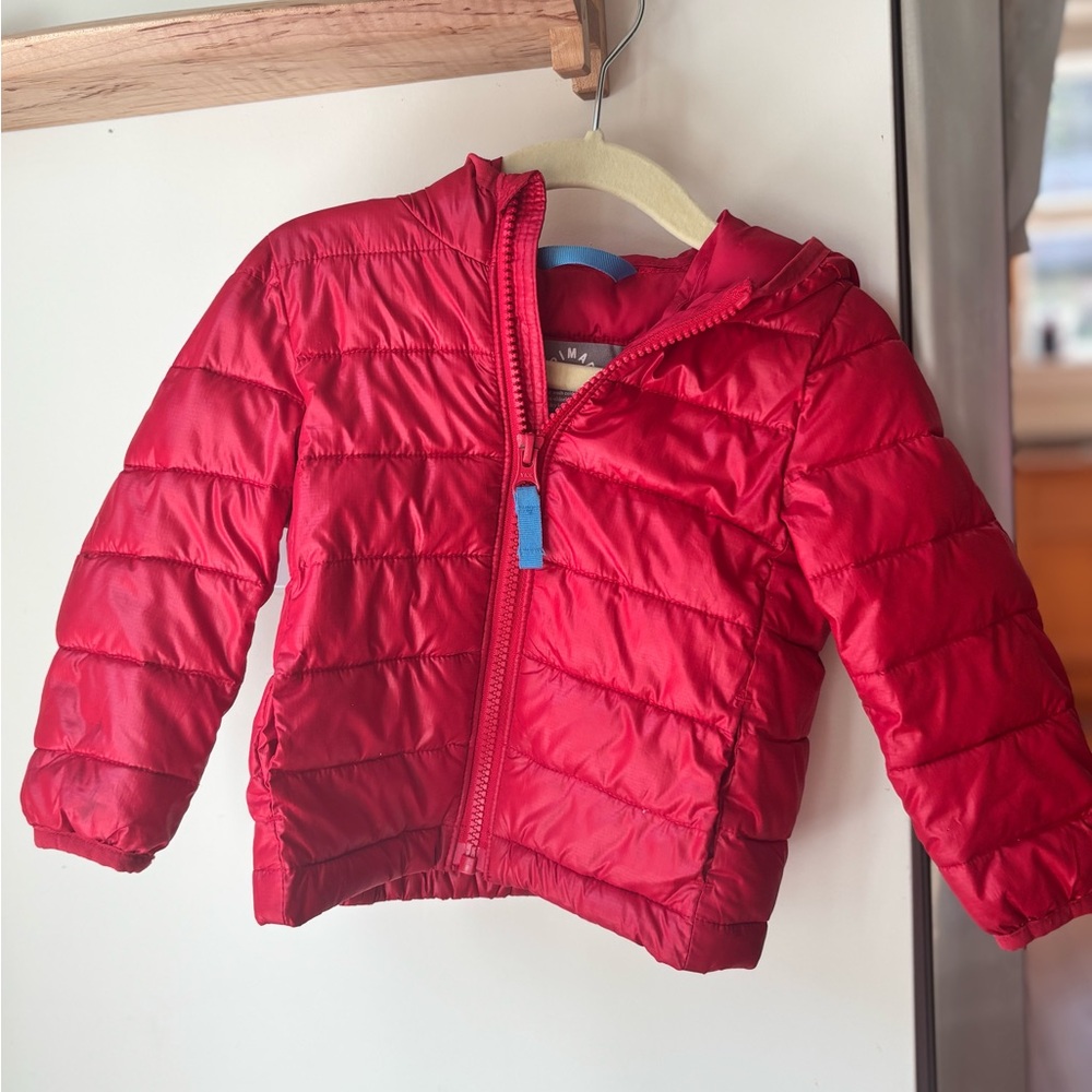 Primary Bright Red Kids Puffer Jacket